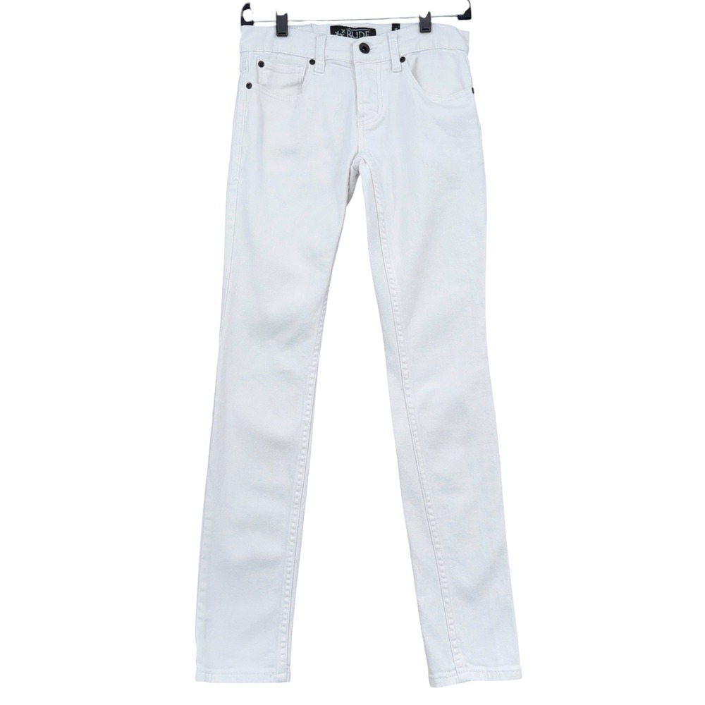 Rude Skinny Jeans Mens 28x32 Cotton Spandex White Denim 11038